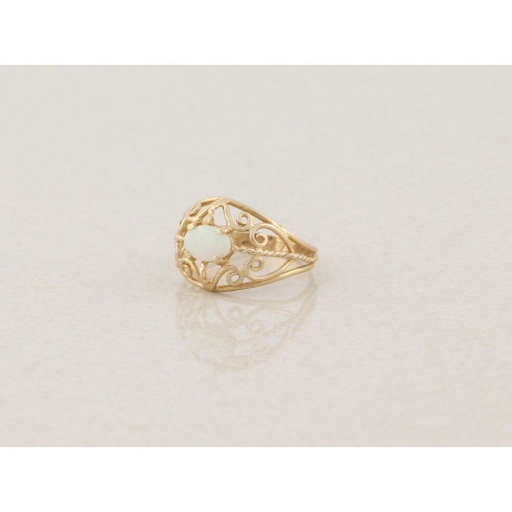 14k Yellow Gold Natural Opal Filigree Ring Size 6 - Picture 3 of 8